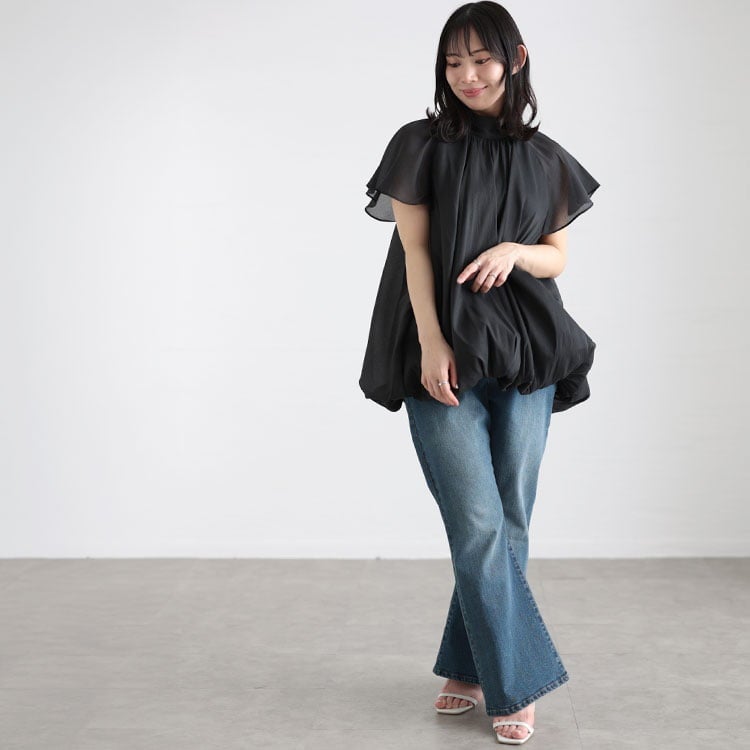 大きいサイズ レディース シフォンバルーンブラウス