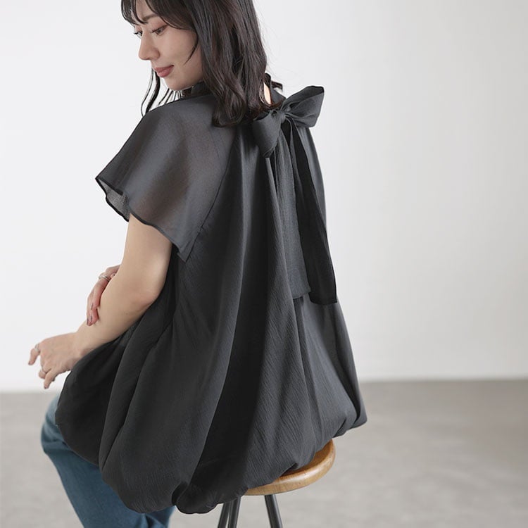 大きいサイズ レディース シフォンバルーンブラウス