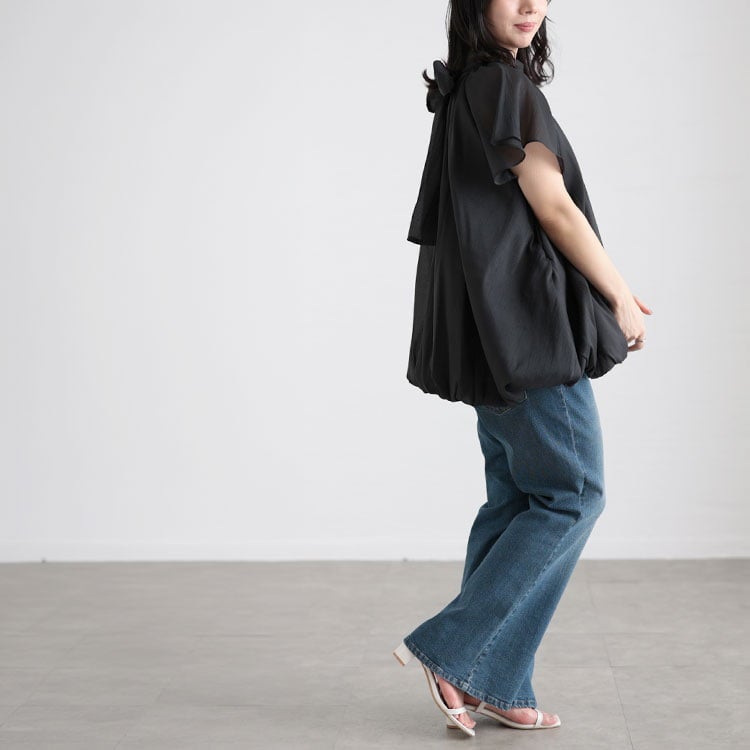 大きいサイズ レディース シフォンバルーンブラウス