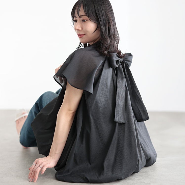 大きいサイズ レディース シフォンバルーンブラウス