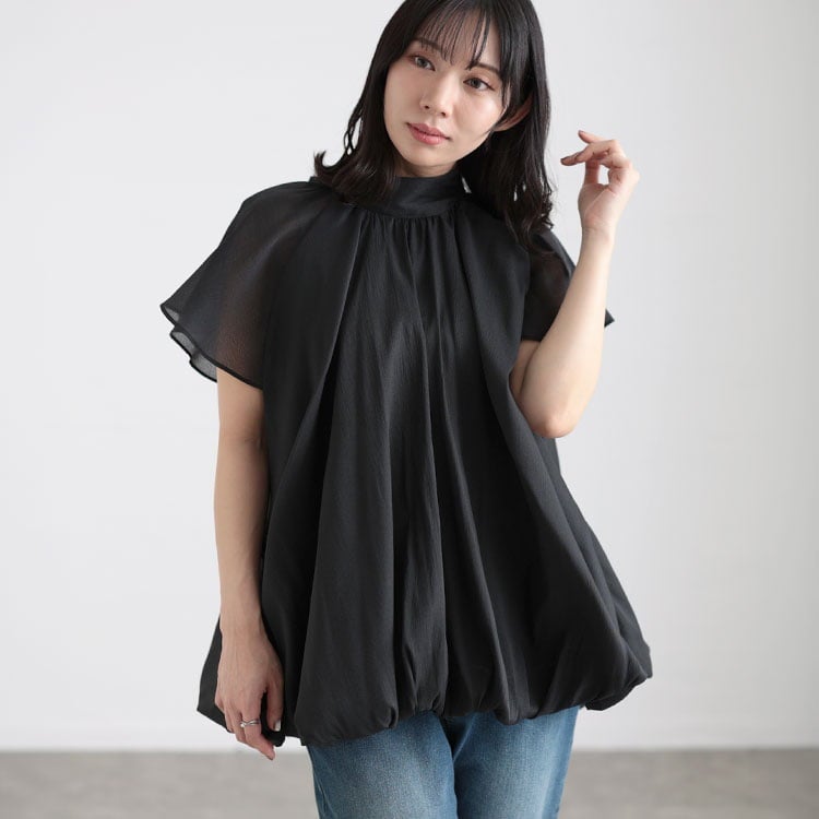 大きいサイズ レディース シフォンバルーンブラウス