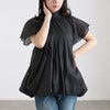 大きいサイズ レディース シフォンバルーンブラウス ブラック