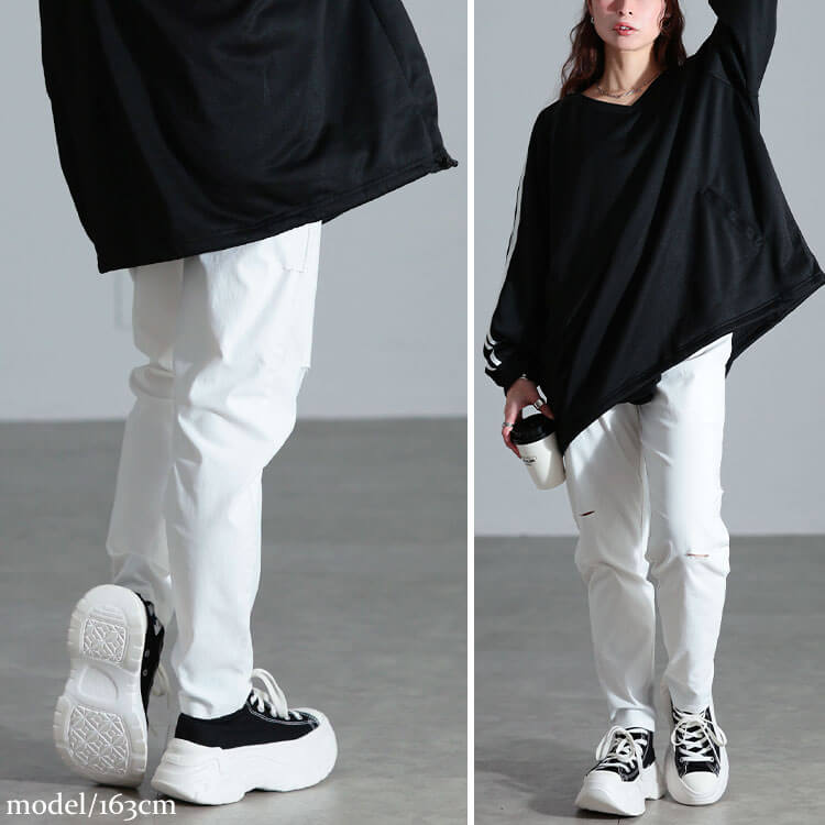 大きいサイズ レディース ストレッチスリムフィットダメージパンツ