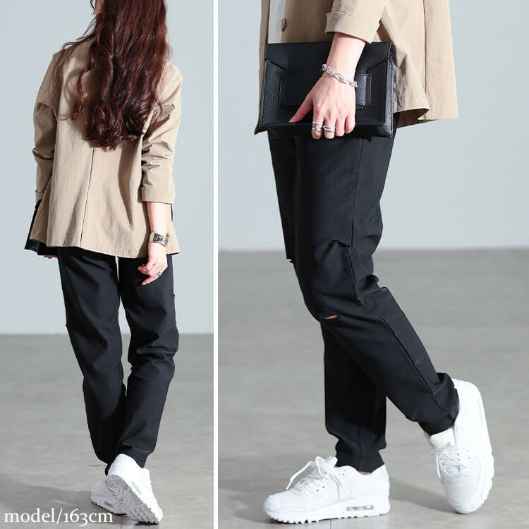 大きいサイズ レディース ストレッチスリムフィットダメージパンツ