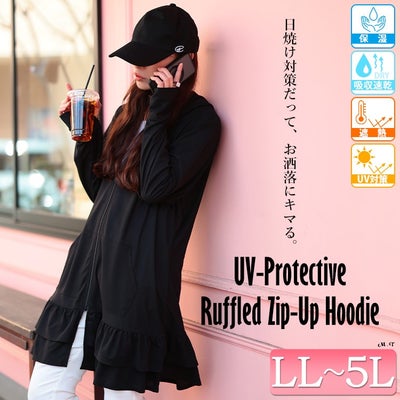 大きいサイズ レディース 吸水速乾＆UVカット＆遮熱ティアードZIPパーカー
