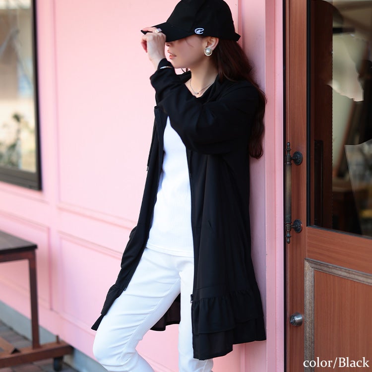 大きいサイズ レディース 吸水速乾＆UVカット＆遮熱ティアードZIPパーカー