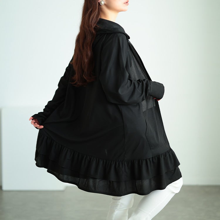 大きいサイズ レディース 吸水速乾＆UVカット＆遮熱ティアードZIPパーカー