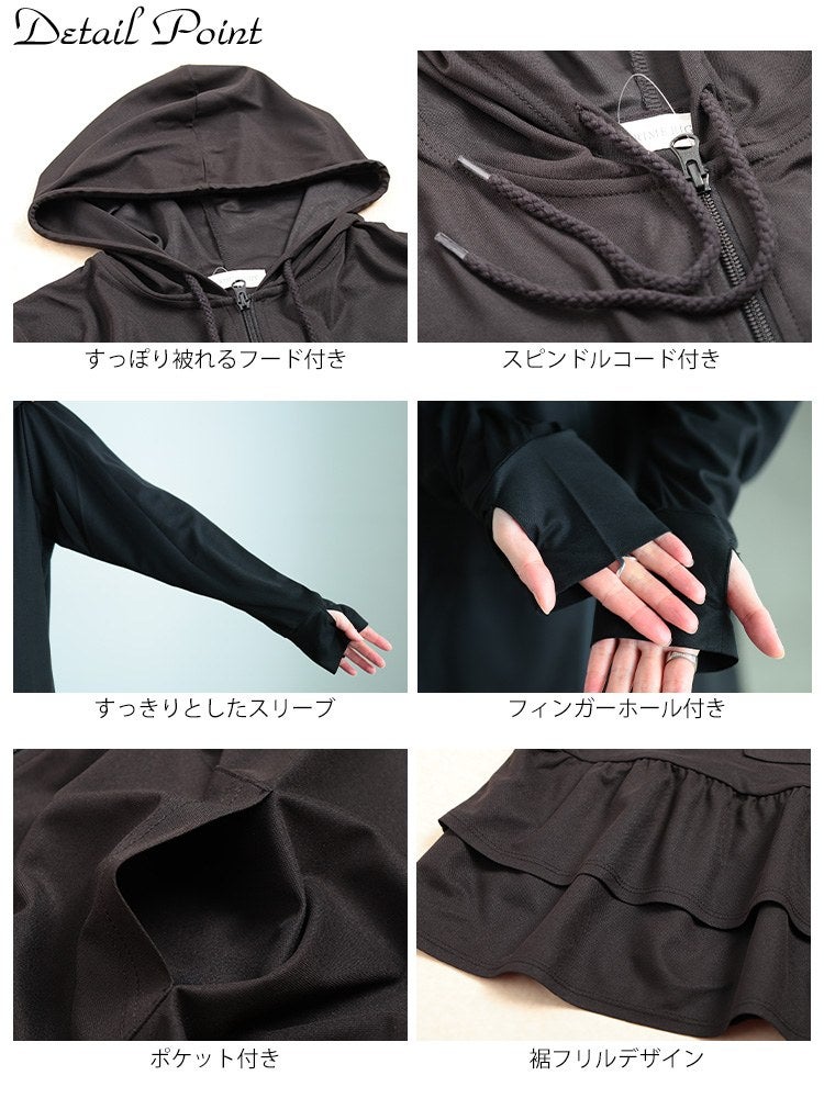 大きいサイズ レディース 吸水速乾＆UVカット＆遮熱ティアードZIPパーカー