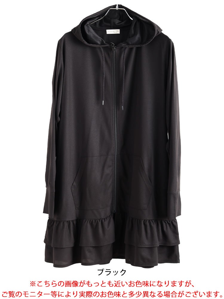 大きいサイズ レディース 吸水速乾＆UVカット＆遮熱ティアードZIPパーカー