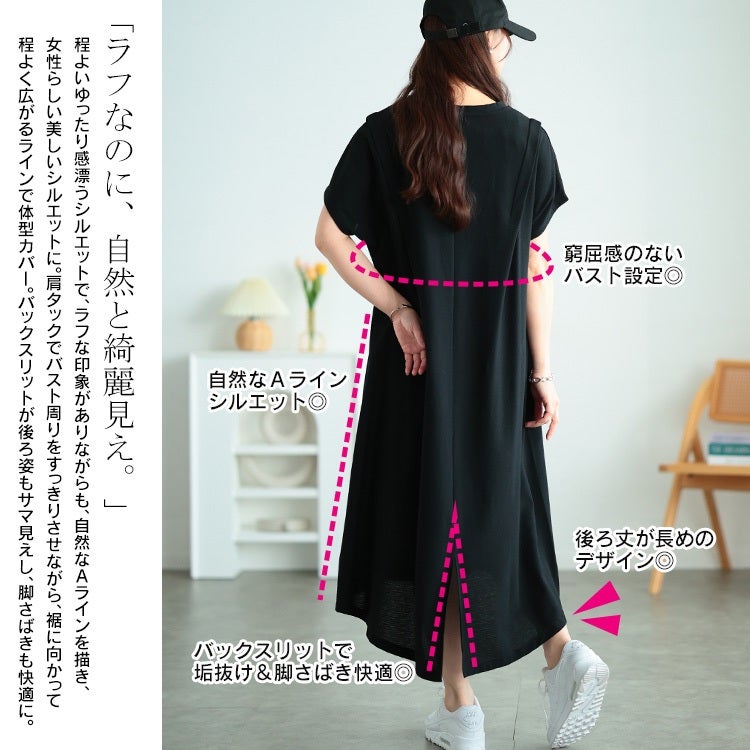 大きいサイズ レディース 吸水速乾＆UVカット肩タックワンピース