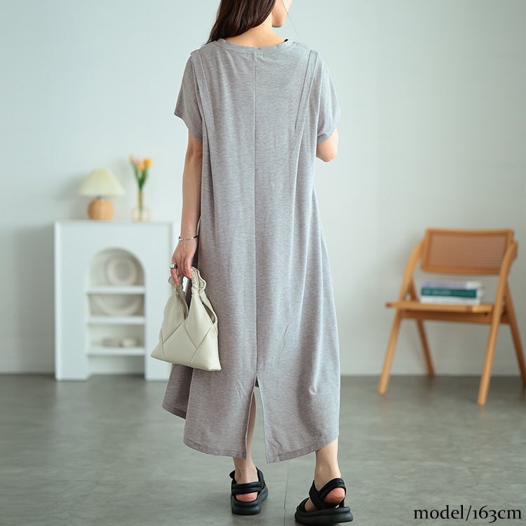 大きいサイズ レディース 吸水速乾＆UVカット肩タックワンピース