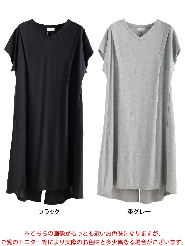 大きいサイズ レディース 吸水速乾＆UVカット肩タックワンピース