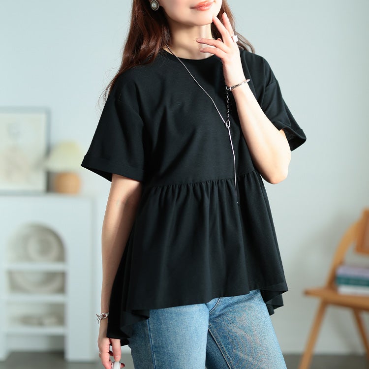 大きいサイズ レディース 吸水速乾＆UVカットペプラムプルオーバー