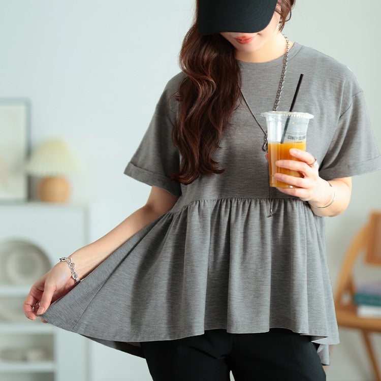 大きいサイズ レディース 吸水速乾＆UVカットペプラムプルオーバー