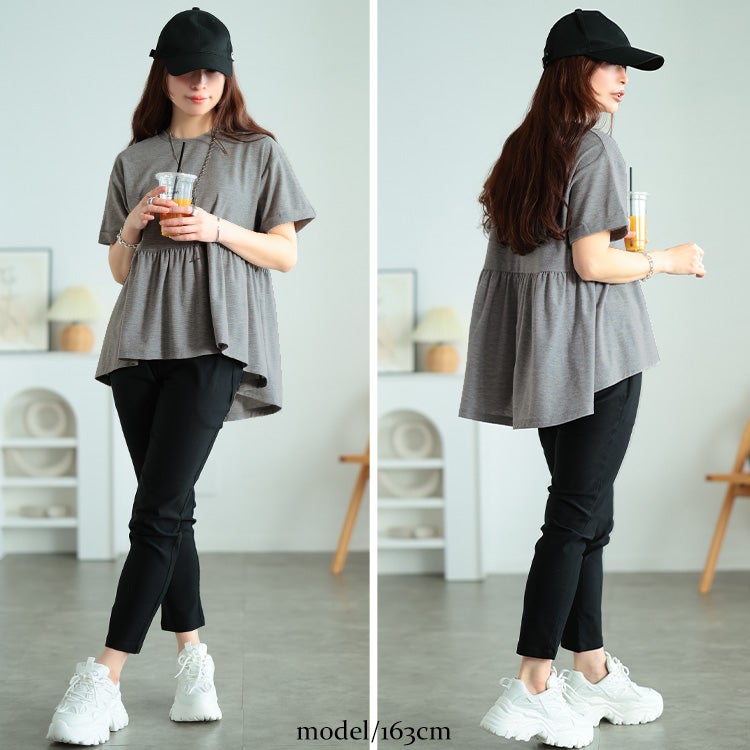 大きいサイズ レディース 吸水速乾＆UVカットペプラムプルオーバー