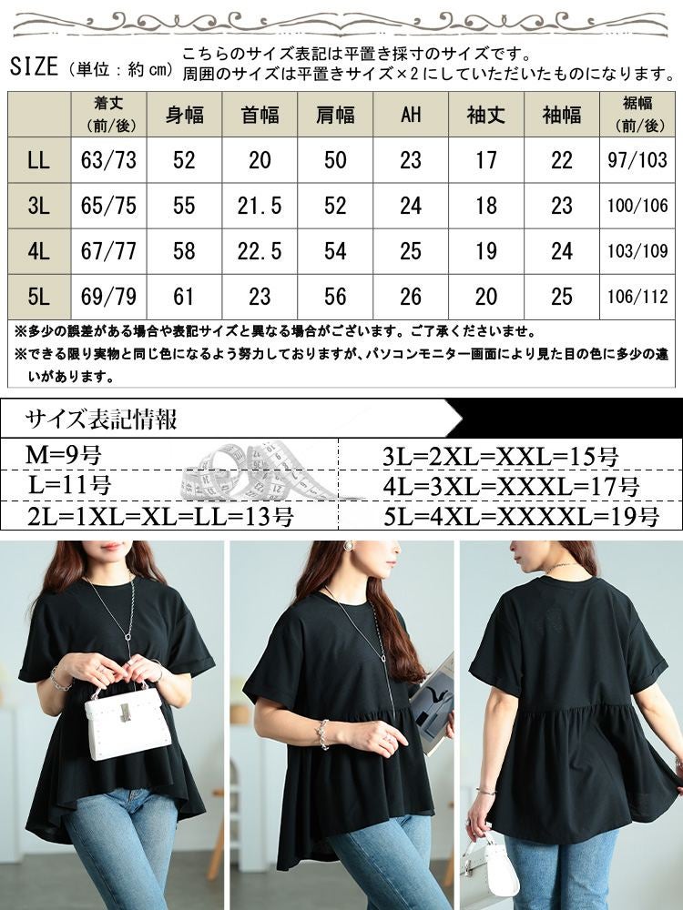 大きいサイズ レディース 吸水速乾＆UVカットペプラムプルオーバー map