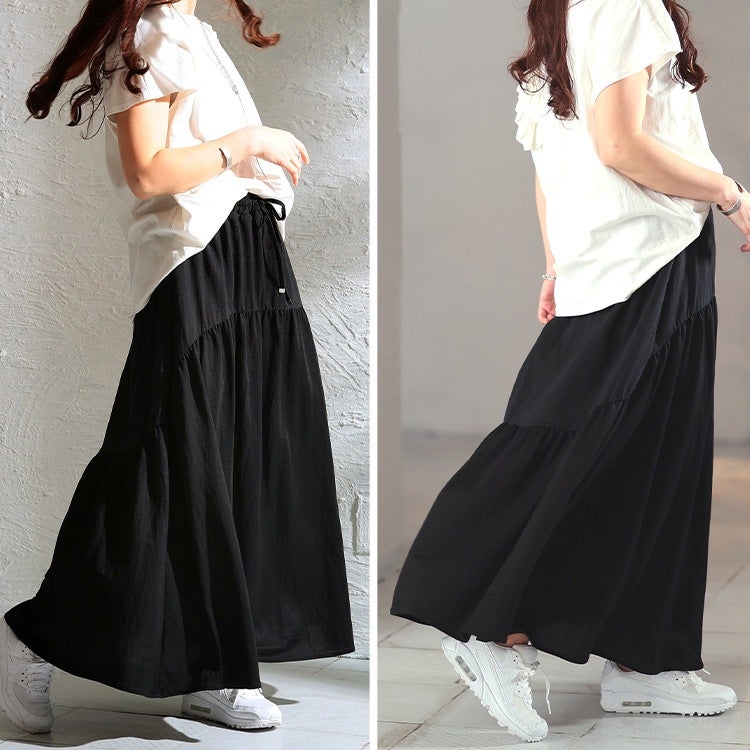 大きいサイズ レディース 接触冷感＆UVカット＆吸水速乾ティアードスカート