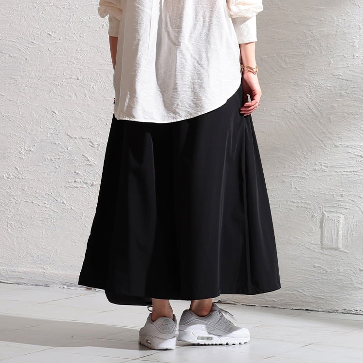 大きいサイズ レディース センターZIPスカート風ワイドパンツ