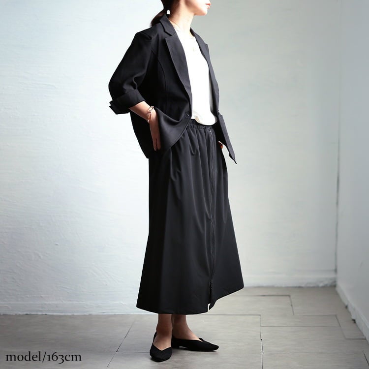 大きいサイズ レディース センターZIPスカート風ワイドパンツ