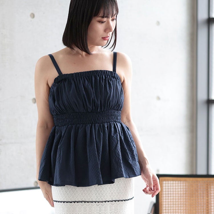 大きいサイズ レディース 3WAYシャーリングペプラムトップス