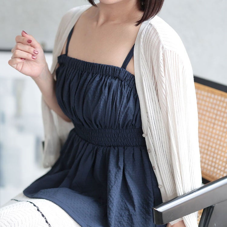 大きいサイズ レディース 3WAYシャーリングペプラムトップス