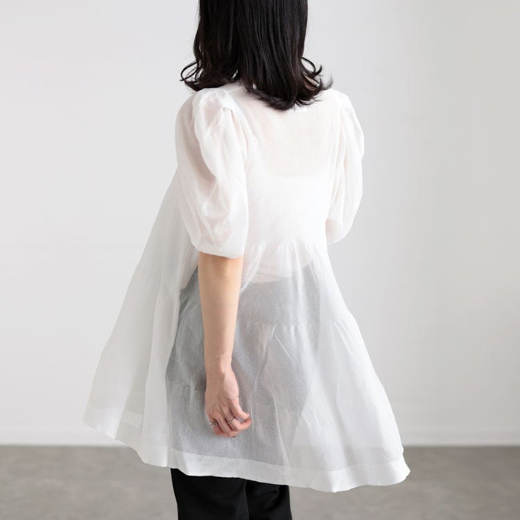 大きいサイズ レディース シアー半袖ティアードチュニック