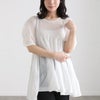 大きいサイズ レディース シアー半袖ティアードチュニック ホワイト