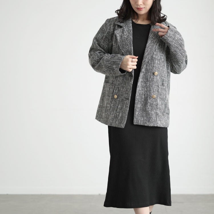 大きいサイズ レディース コード刺繍風キャミソール＆リブワンピースセットアップ