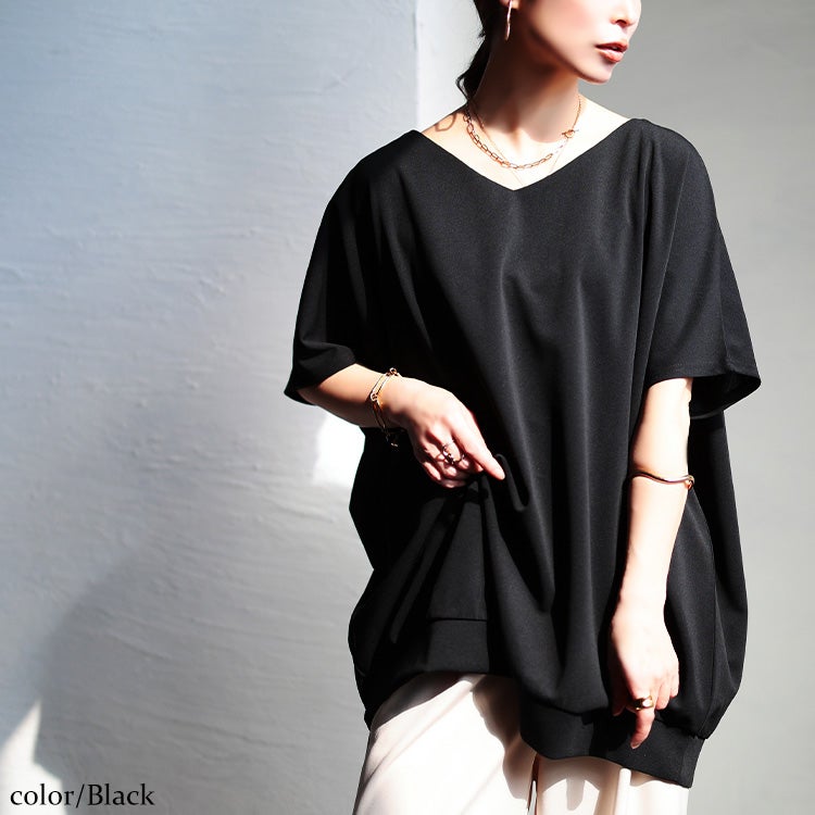 大きいサイズ レディース 後ろタックコクーンドルマンチュニック
