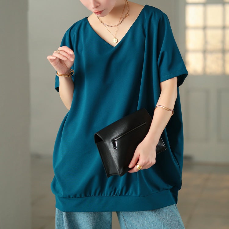 大きいサイズ レディース 後ろタックコクーンドルマンチュニック