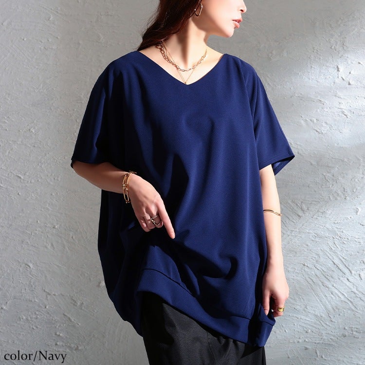 大きいサイズ レディース 後ろタックコクーンドルマンチュニック