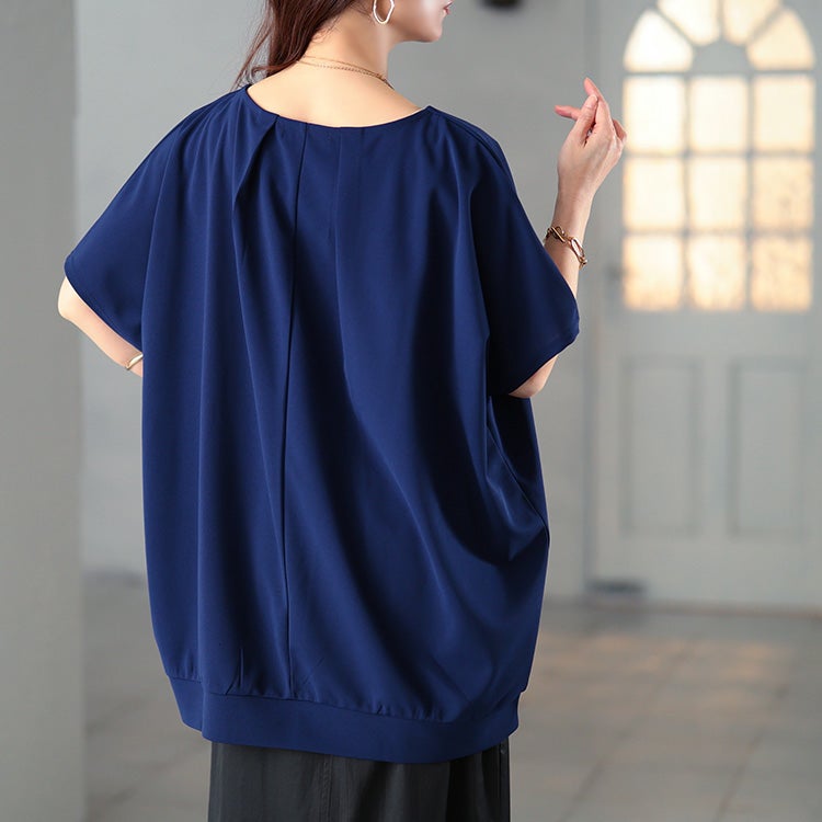 大きいサイズ レディース 後ろタックコクーンドルマンチュニック