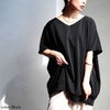 大きいサイズ レディース 後ろタックコクーンドルマンチュニック ブラック