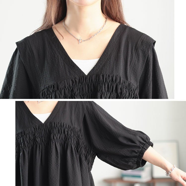 大きいサイズ レディース 肩タックシャーリングチュニック