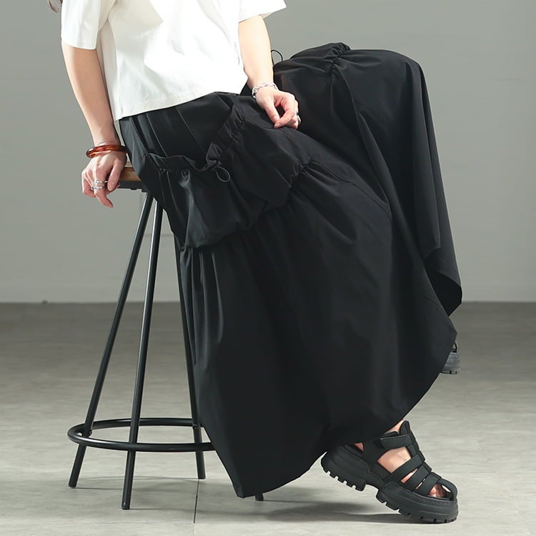 大きいサイズ レディース ドロストビッグポケットフレアスカート