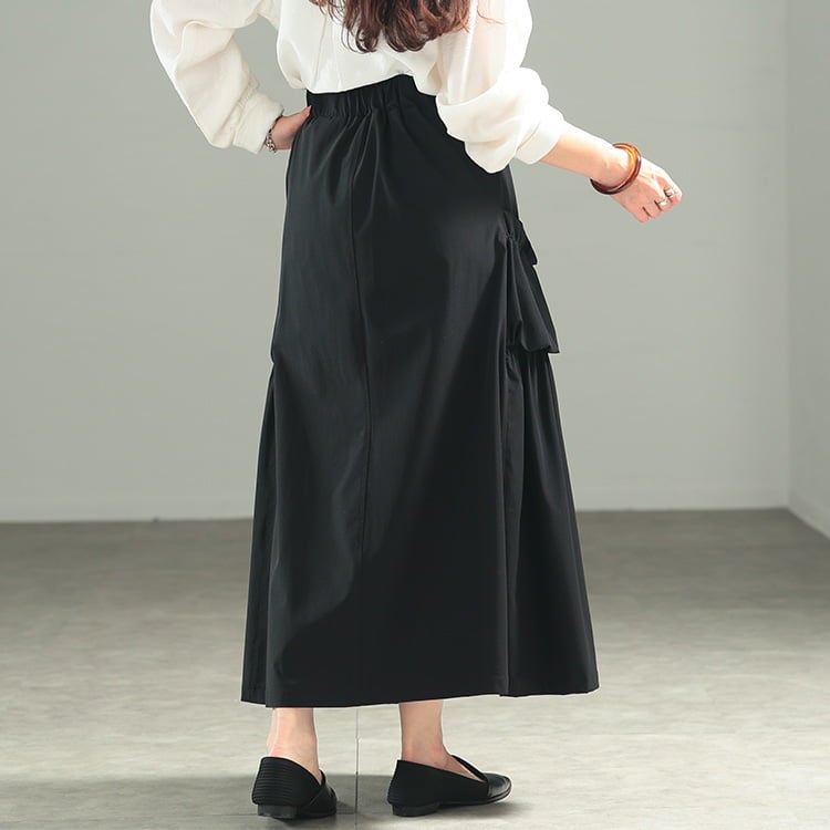 大きいサイズ レディース ドロストビッグポケットフレアスカート