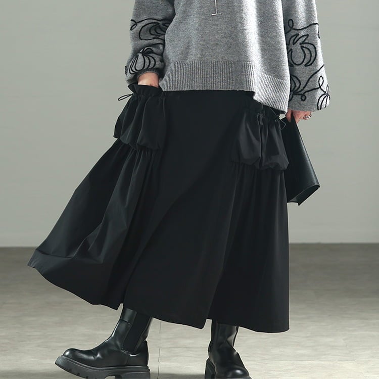 大きいサイズ レディース ドロストビッグポケットフレアスカート