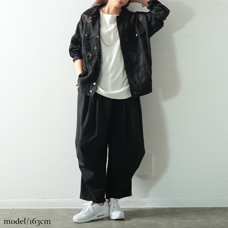 大きいサイズ レディース サイドギャザー変形ワイドパンツ