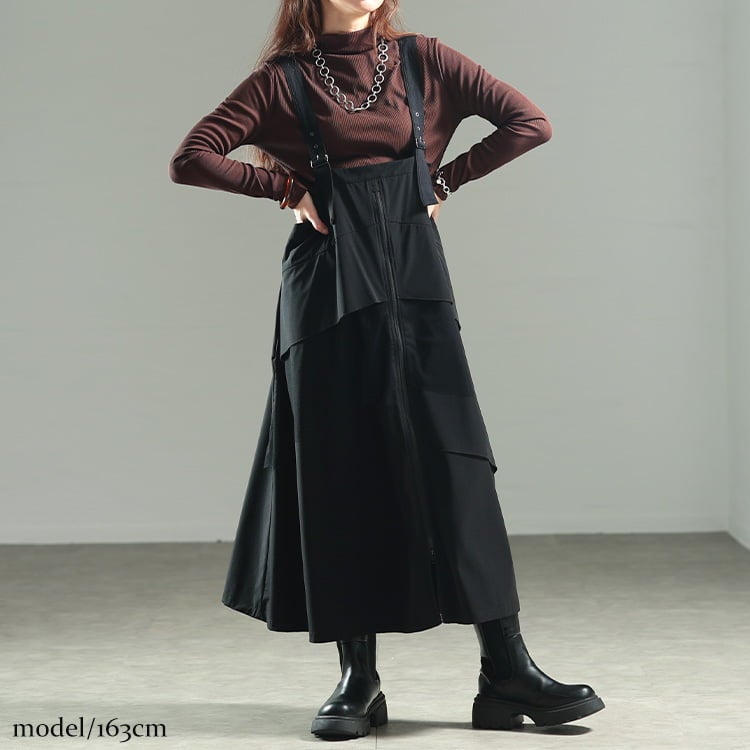 大きいサイズ レディース チュールレイヤードZIPジャンパースカート