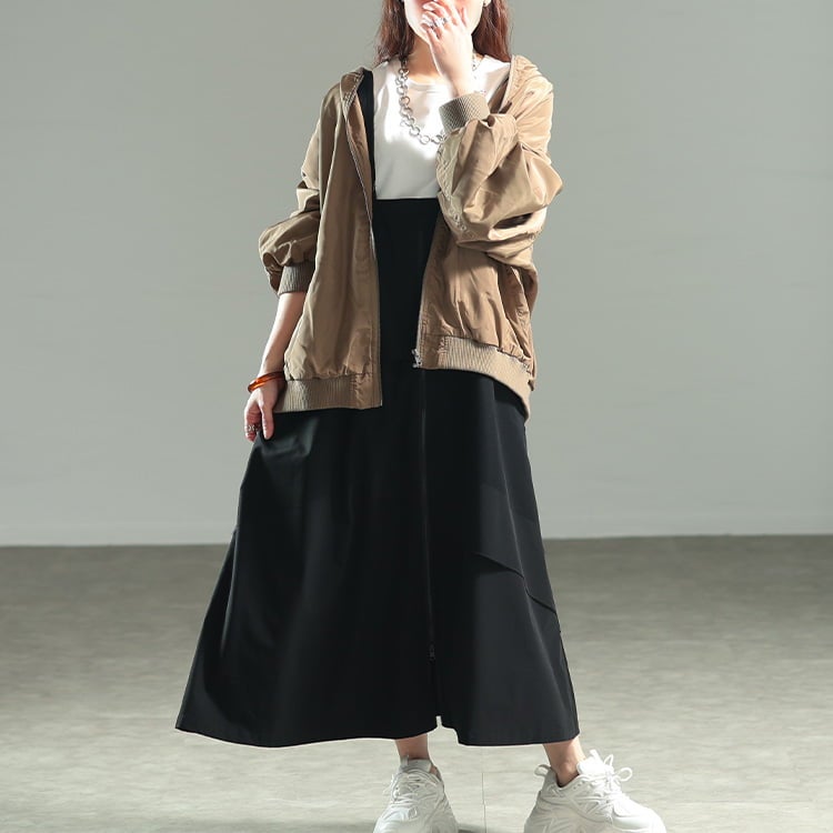 大きいサイズ レディース チュールレイヤードZIPジャンパースカート