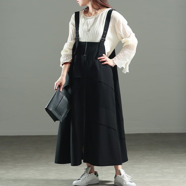 大きいサイズ レディース チュールレイヤードZIPジャンパースカート