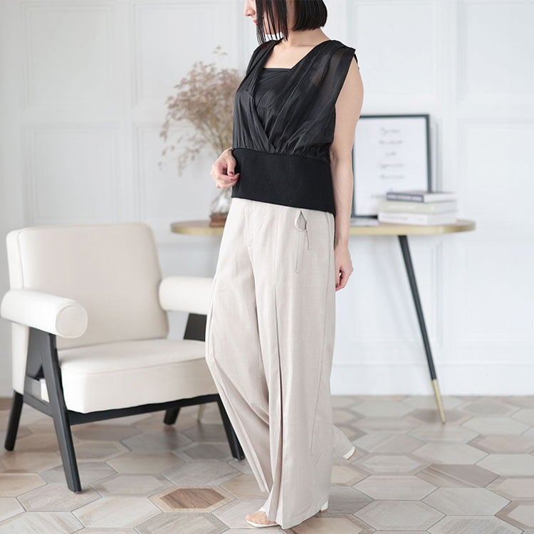 大きいサイズ レディース シアーカットコンビタンクトップ