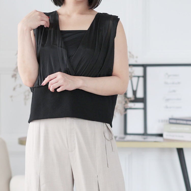 大きいサイズ レディース シアーカットコンビタンクトップ