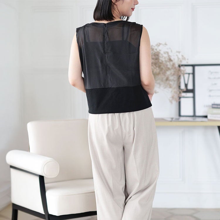 大きいサイズ レディース シアーカットコンビタンクトップ