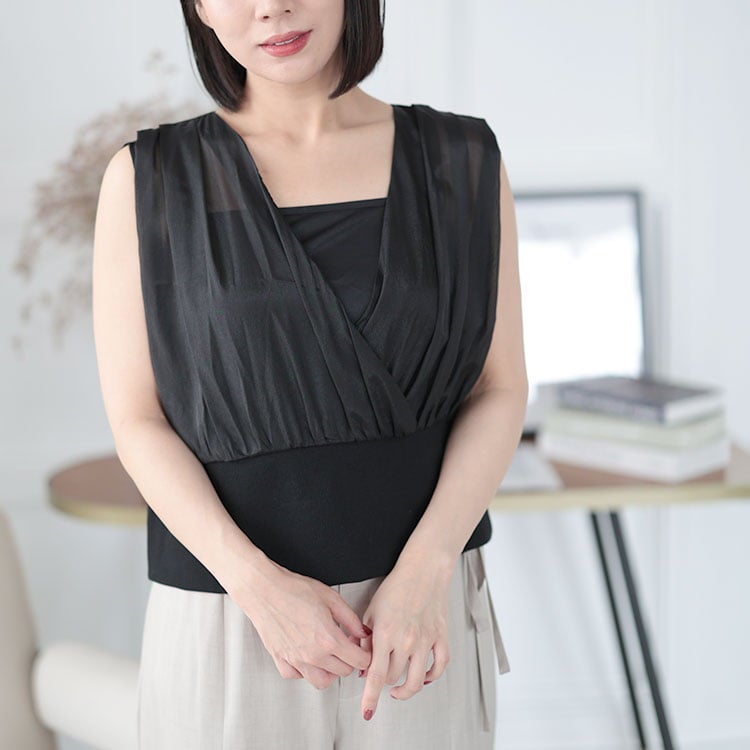 大きいサイズ レディース シアーカットコンビタンクトップ