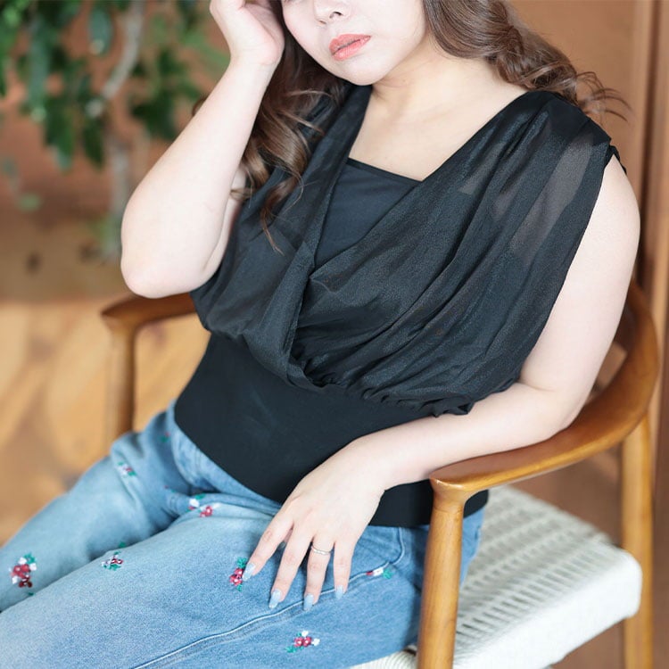 大きいサイズ レディース シアーカットコンビタンクトップ