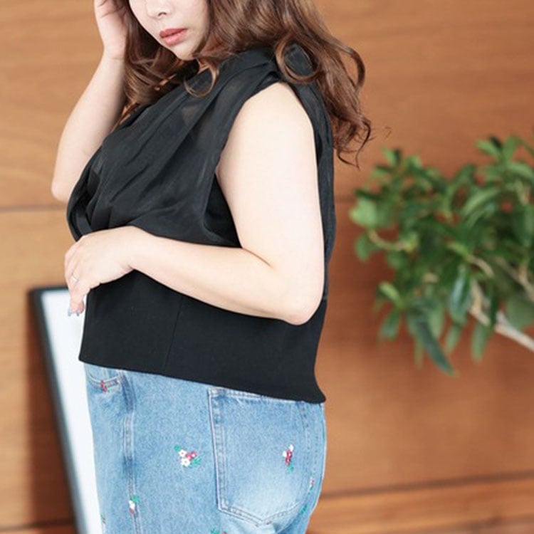 大きいサイズ レディース シアーカットコンビタンクトップ