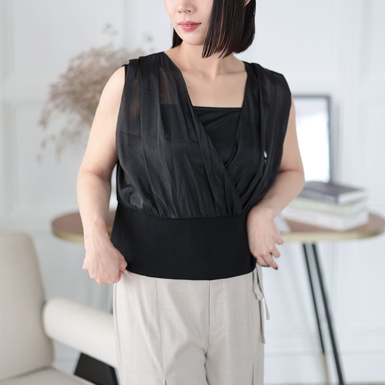 大きいサイズ レディース シアーカットコンビタンクトップ