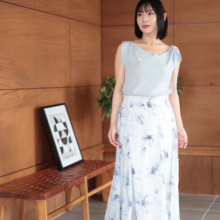 大きいサイズ レディース 肩リボンアシンメトリーニットトップス