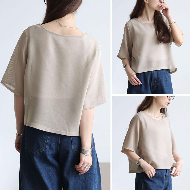 大きいサイズ レディース クロップドメッシュプルオーバー